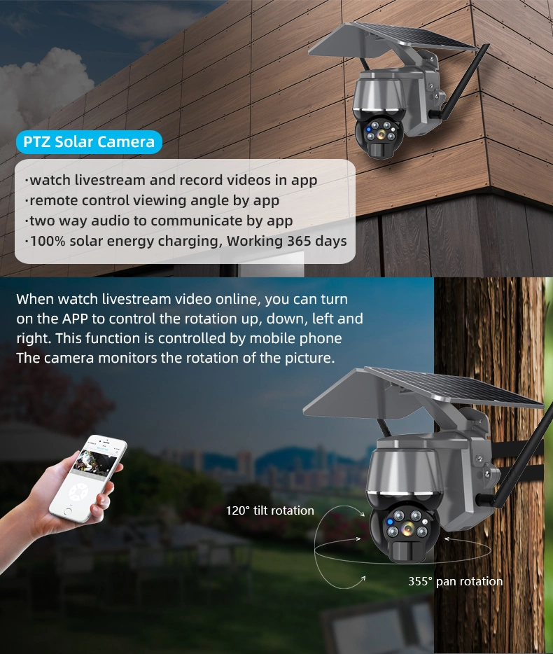 WiFi / 4G Full Color Solar Security Camera HD 2MP/4MP Solar CCTV Camera